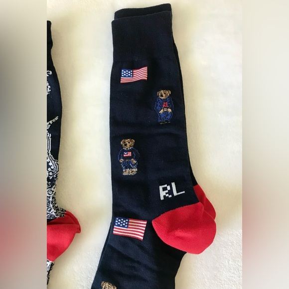Polo Ralph Lauren Special Edition USA Red White & Blue Themed Socks 3Pack NWT - Picture 5 of 8